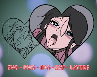 Bundle Ahegao svg, Ahegao, Ahegao Layers svg, Ahegao face, bundle ahegao, ahegao silhouette, waifu, Neko Ahegao, waifu svg