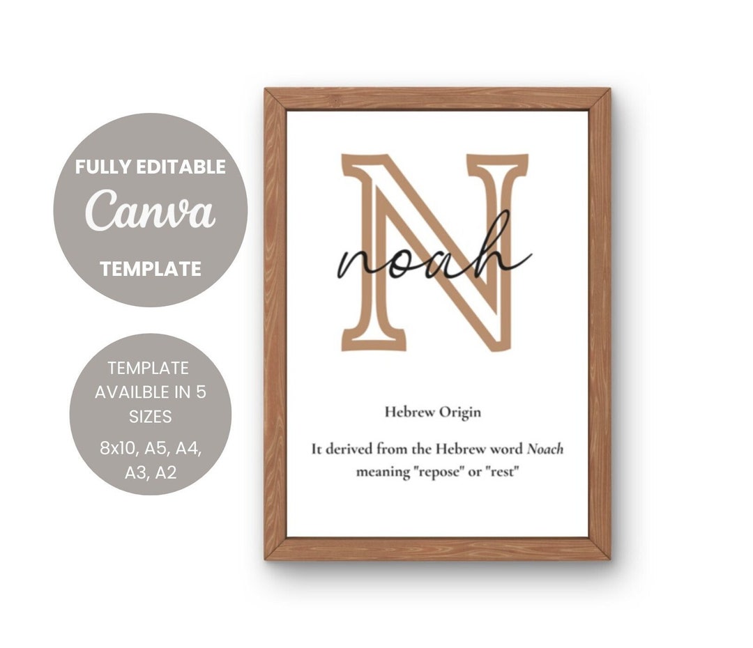Noah Name Meaning Print Template Name Sign Printable Nursery Boy Baby ...