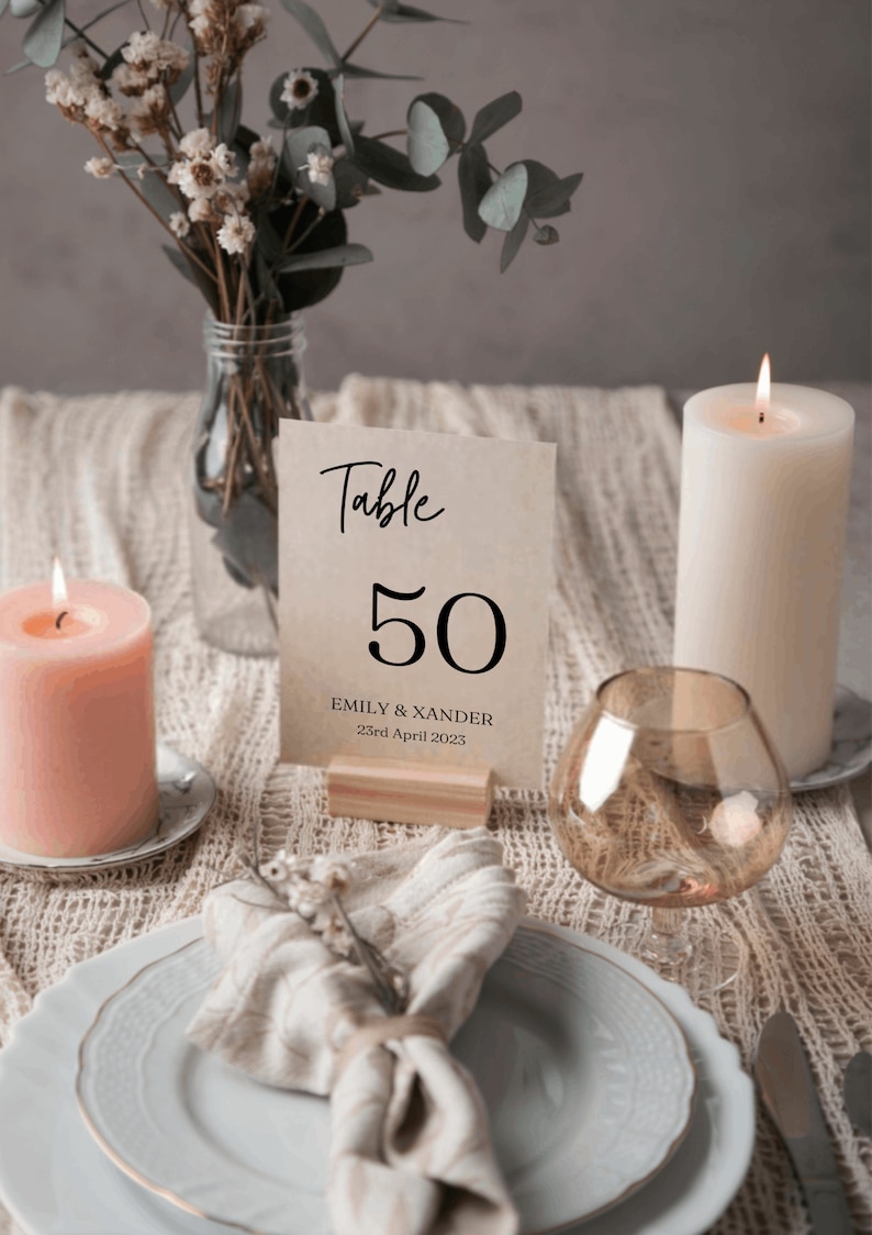 Table numbers 1 50 template wedding table number table etsy