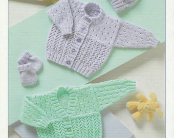 PDF Knitting Pattern Baby Cardigan Double Knitting Yarn Baby Boy Baby Girl Copy