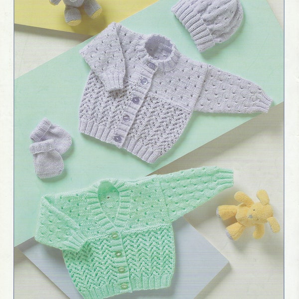 PDF Knitting Pattern Baby Cardigan Double Knitting Yarn Baby Boy Baby Girl Copy