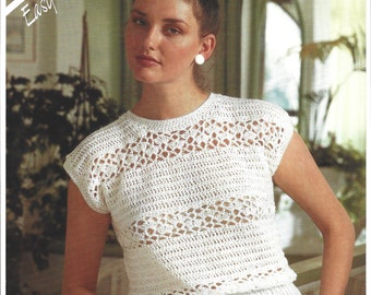 Crochet Pattern Ladies Summer Tops Double Knitting Crochet Pattern PDF