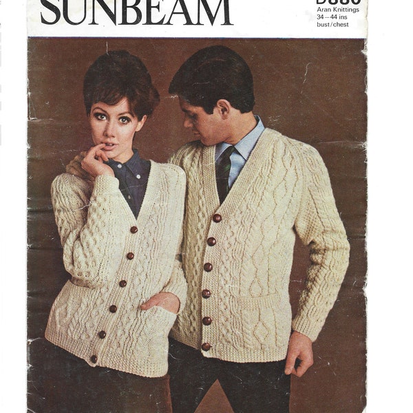 Knitting Pattern Aran Cardigan His and Hers Knitting Pattern PDF