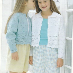 PDF Knitting Pattern Double Knitting Girls Cardigan Copy