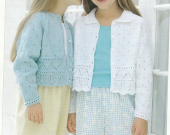 PDF Knitting Pattern Double Knitting Girls Cardigan Copy