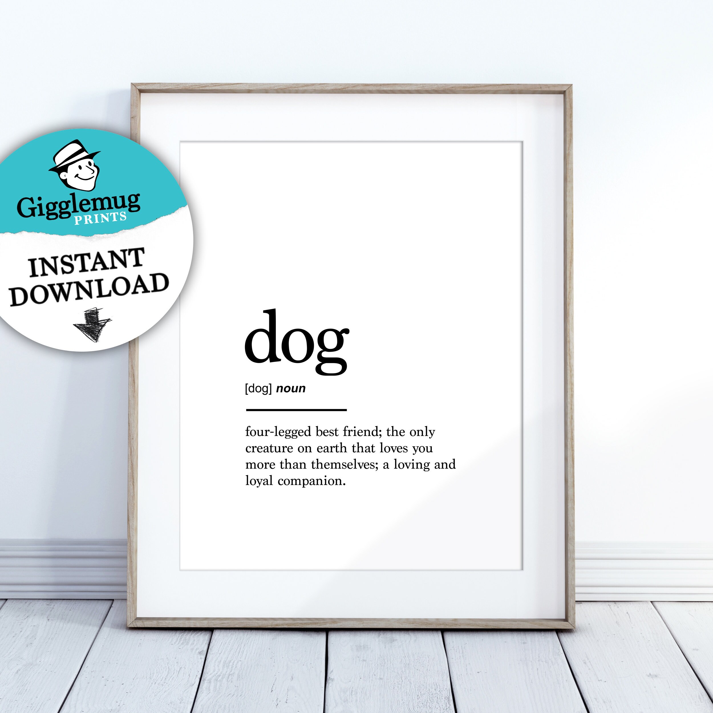 Dog Definition Print PRINTABLE Wall Art Typography Artwork Etsy