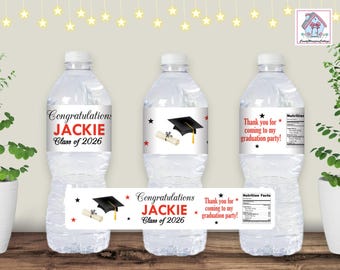 GRADUATION Water Bottle Labels Personalized PRINTED