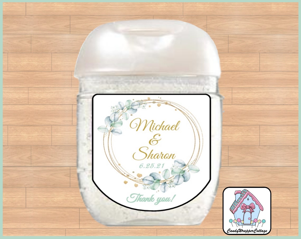 PRINTED Greenery Eucalyptus Wedding Hand Sanitizer Labels