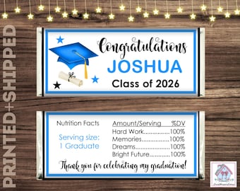 GRADUATION Class of 2026 Chocolate Candy Bar Wrappers with Foils Personalized PRINTED