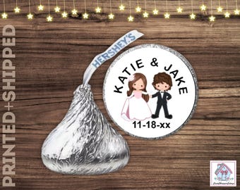 Wedding Kiss Labels Bride & Groom Personalized Favors PRINTED