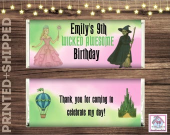Wicked Movie Birthday Chocolate Candy Bar Wrappers Personalized Party Favors PRINTED
