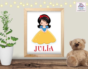 Personalized Princess Nursery Art, Custom Girl Name Print (Printed & Shipped)
