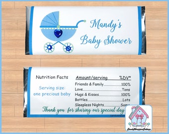 Personalized Baby Shower Chocolate Wrappers with Gems and Foils (Printed)