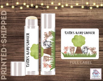 Animals Baby Shower Lip Balm Favor Personalized PRINTED