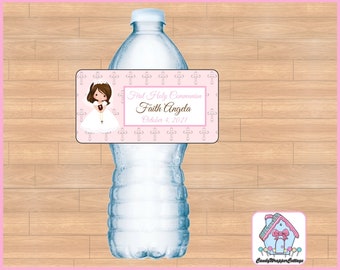 PRINTED First Holy Communion Water Bottle Labels, Communion Water Bottle Labels, Communion Girl Boy Water Bottle Favors, Personalized