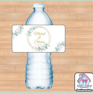 Greenery Eucalyptus Wedding Water Bottle Labels Personalized PRINTED