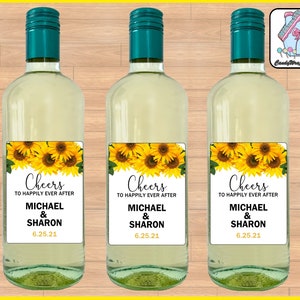 Wedding Favors Rustic Purple Floral Label Sunflower Stickers Bridal Shower Adhesive Paper Sticker Personalized Wine Bottle Labels