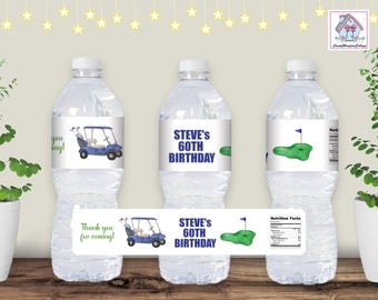 GOLF Water Bottle Labels Personalized PRINTED
