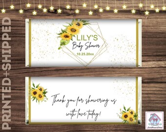 Sunflower Baby Shower Chocolate Bar Wrappers: Personalized, Printed with Foils