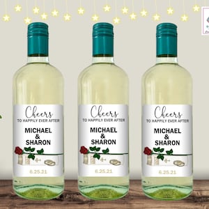 Wedding Wine Bottle Labels Red Rose Wedding Favors Personalized Gift PRINTED
