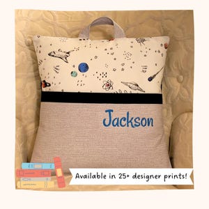 Child&#39;s Pocket Pillow, Toddler Reading Pillow, Kid&#39;s Pillow for Book Nook, Gift for Boy or Girl, Outer Space Present, Kids Christmas Gifts