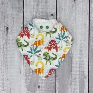 Bandana Bib Set, Dinosaur Bib, Baby Bib and Burp Cloth Set, Dribble Bib Cotton & Terrycloth, Dinosaur Baby Shower Gift for Baby Boy