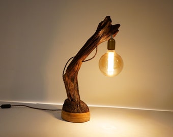Treibholz Lampe, Edison Lampe, Holzlampe, Baumstammlampe