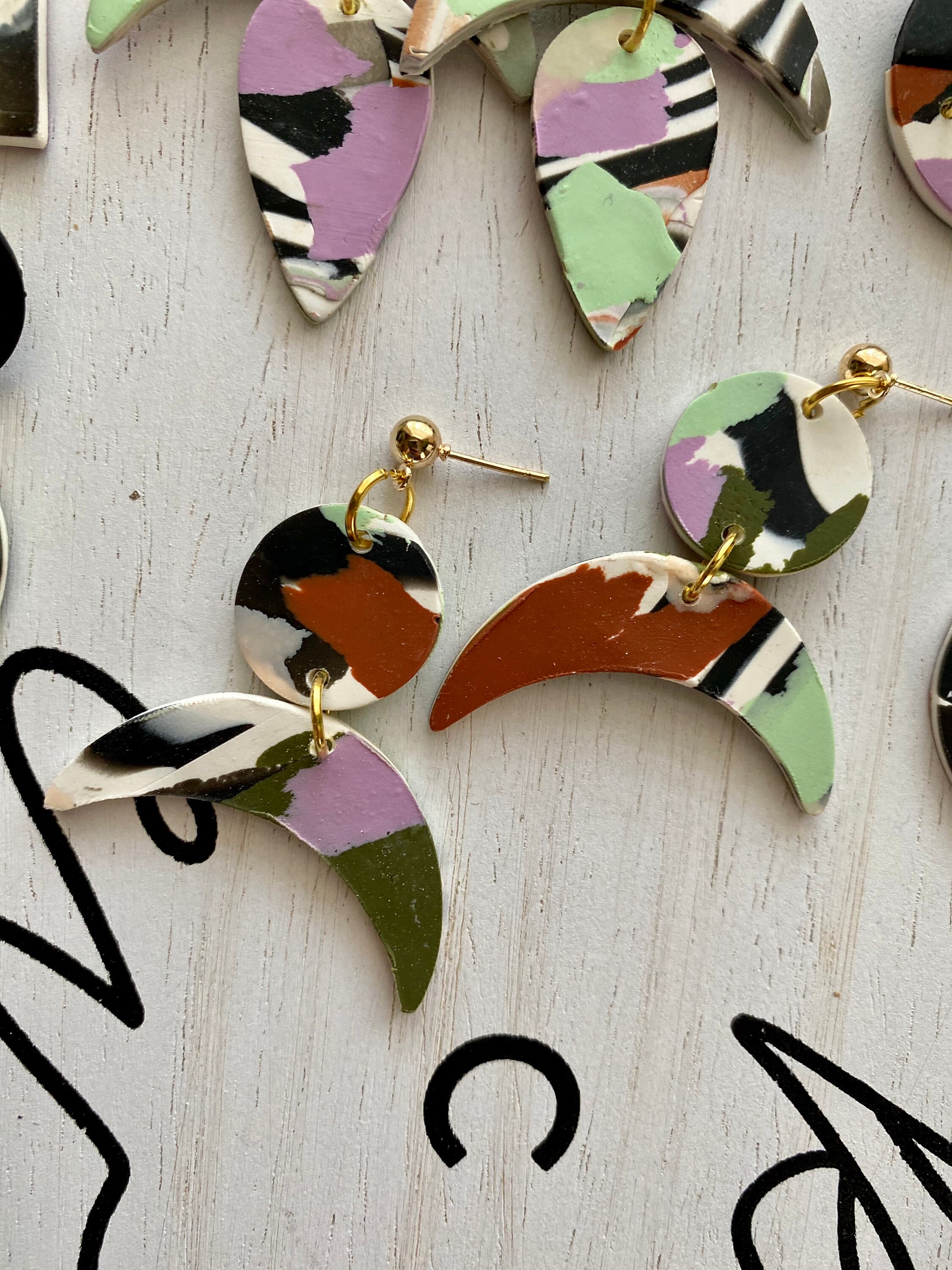 Clay Ohrringe POLYMER CLAY Stilvolle geometrische Etsy