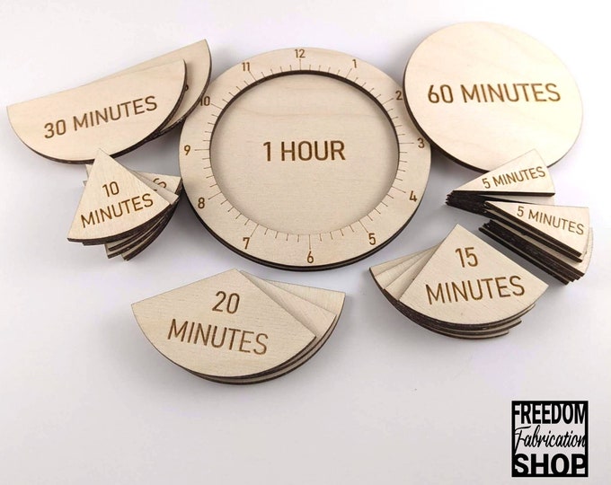 Time Fraction Learning Circles | Montessori Math Manipulatives for Learning to Tell Time | Wooden Toy