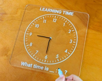 Time Learning |  Learn to tell time | Montessori Clock | Educational Toy | Dry Erase Clock