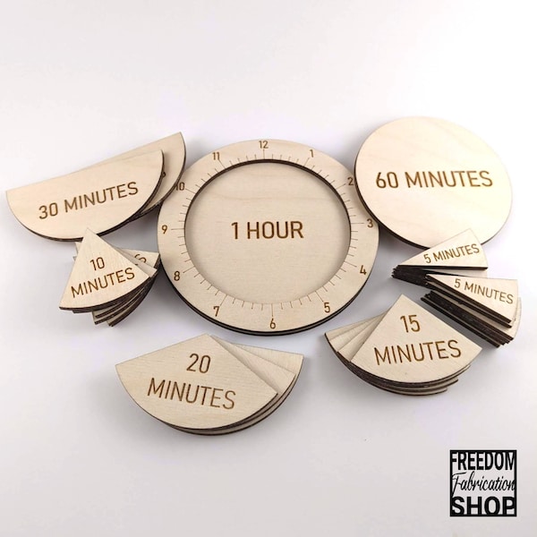 Time Fraction Learning Circles | Montessori Math Manipulatives for Learning to Tell Time | Wooden Toy