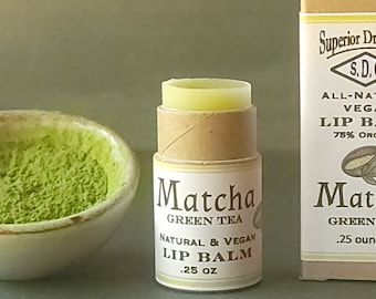 Bálsamo labial de té verde matcha / Vegano / Totalmente natural / Sin residuos / Tubo o lata