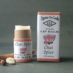 Chai Spice Vegan Lip Balm | 0.3 Ounce | All Natural | Premium | Moisturizing | Zero Waste | Eco-Friendly