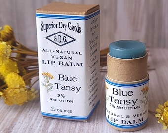 Blue Tansy Vegan Lip Balm | Mango and Cocoa Butter | All-Natural | Creamy and Rich |Zero Waste