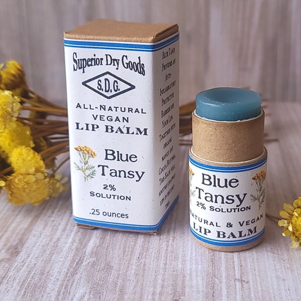 Blue Tansy Vegan Lip Balm | Mango and Cocoa Butter | All-Natural | Creamy and Rich |Zero Waste