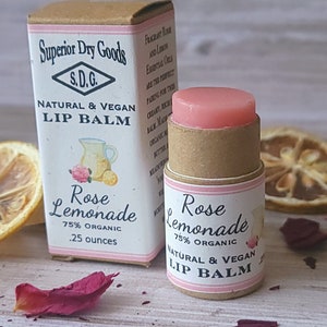 Rose Lemonade Vegan Lip Balm | Real Rose Otto | Amazing, Premium Balm | Zero waste | Eco-Friendly