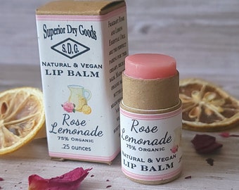 Baume à lèvres végétalien à la limonade à la rose | Vraie Rose Otto | Baume incroyable et haut de gamme | Zéro déchet | Respectueux de la nature