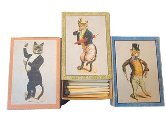 Dapper Cats Matchbox Collection | Handmade | You Choose | Vintage Art |Recycled Materials