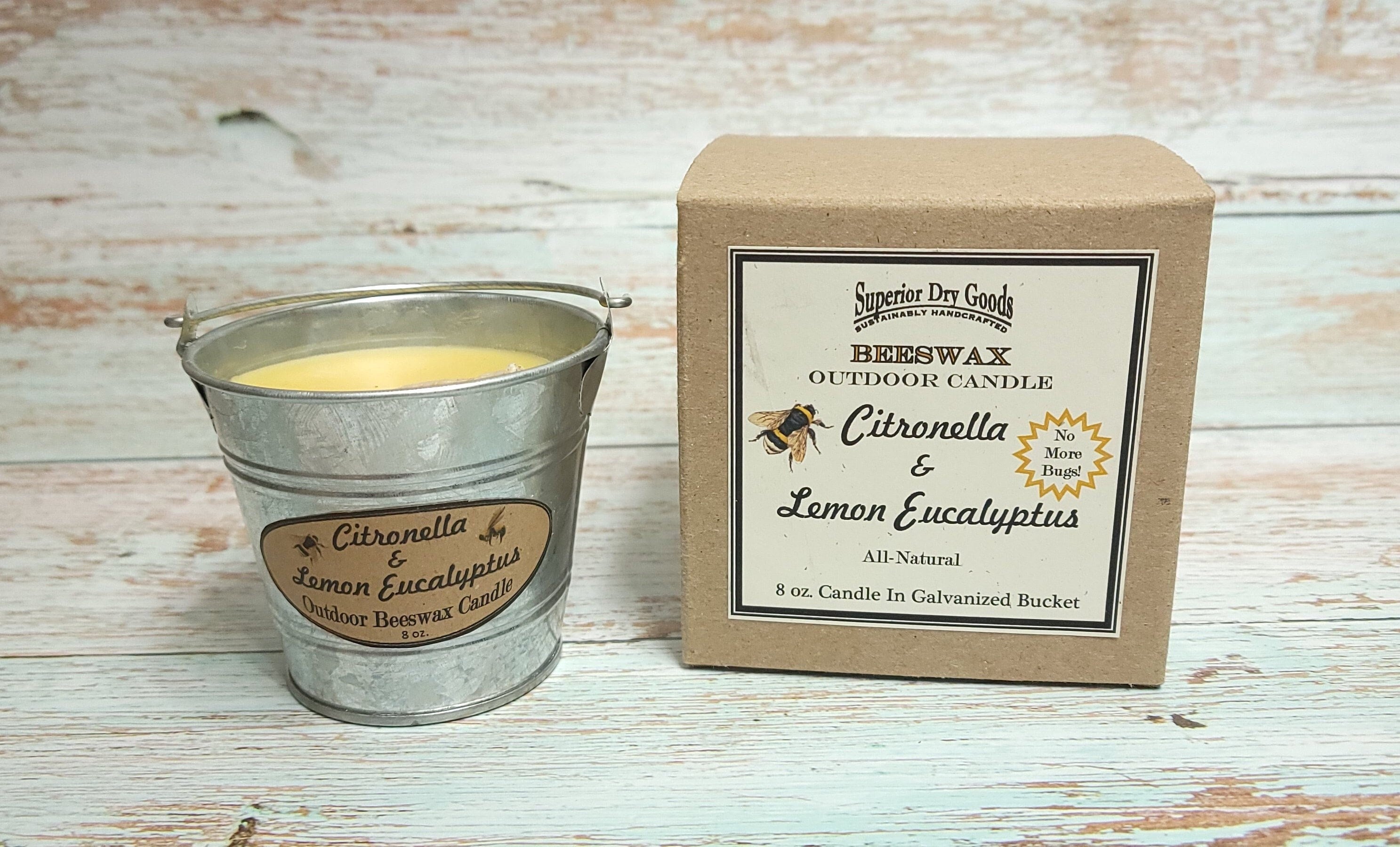 Citronella & Zitrone Eukalyptus Bienenwachs Mosquito Kerze. Niedliche Metalleimer! 8 Unzen Brenndauer 28 Stunden. 100% natürlich . KOSTENLOSER Versand.
