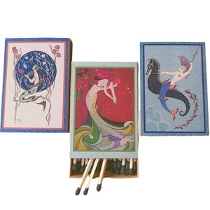 Art Deco Mermaids Matchbox Collection | Handmade | You Choose | Vintage Art | Recycled Materials
