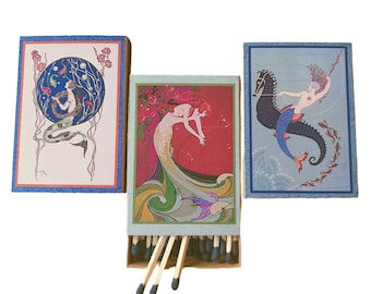 Art Deco Mermaids Matchbox Collection | Handmade | You Choose | Vintage Art | Recycled Materials
