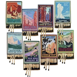 Mix & Match 30+ National Park Matchboxes | Handmade in USA | Vintage Travel Poster Art | Camping Collectibles