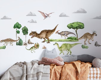 Adesivi murali dinosauri 2 set adesivi murali grandi XL per ragazzo