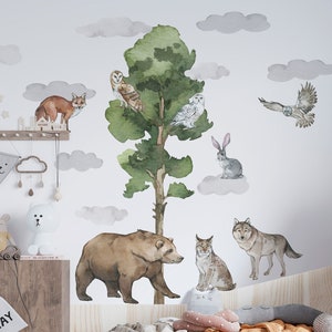 Animali della foresta - grandi adesivi murali per la cameretta dei bambini decorazione autoadesiva per bambini set di adesivi XXL