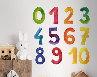 Pädagogische Wandaufkleber Zahlen Zahlen Mehrfarbige Zahlen Selbstklebende Zahlen