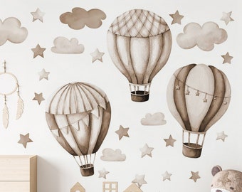 Beige Balloon Big Wall Stickers, Airship - Wall Sticker for a Child's Room