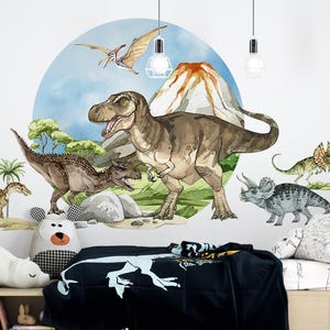 Set di adesivi murali a forma di dinosauro Adesivi murali a forma di dinosauro per la cameretta dei bambini Decorazione autoadesiva Tirannosauro