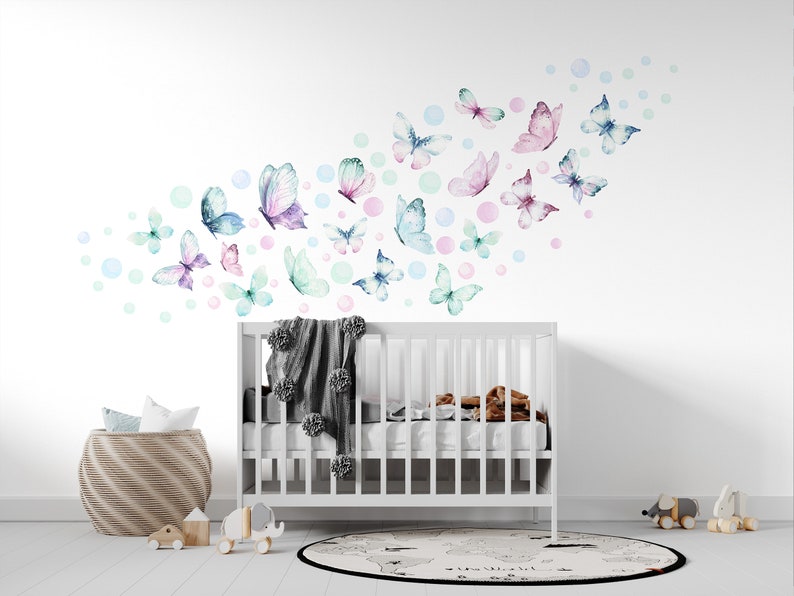 Butterflies Wall Stickers and Dots for Children's Room Etsy