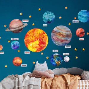 Wandtattoo Sonnensystem XXL Set Wandsticker für Kinderzimmer Weltraum Wandaufkleber für Babyzimmer Planeten und Sterne selbstklebend Deko