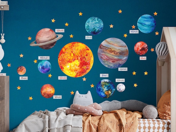 4/mo - Finance Glow In The Dark Stars Solar System Wall Decals, The Earth Wall Stickers For Bedroom, Baby Nursery Planets Sticker Decoration For Ceiling (Blue) | Buy Now, Pay Later